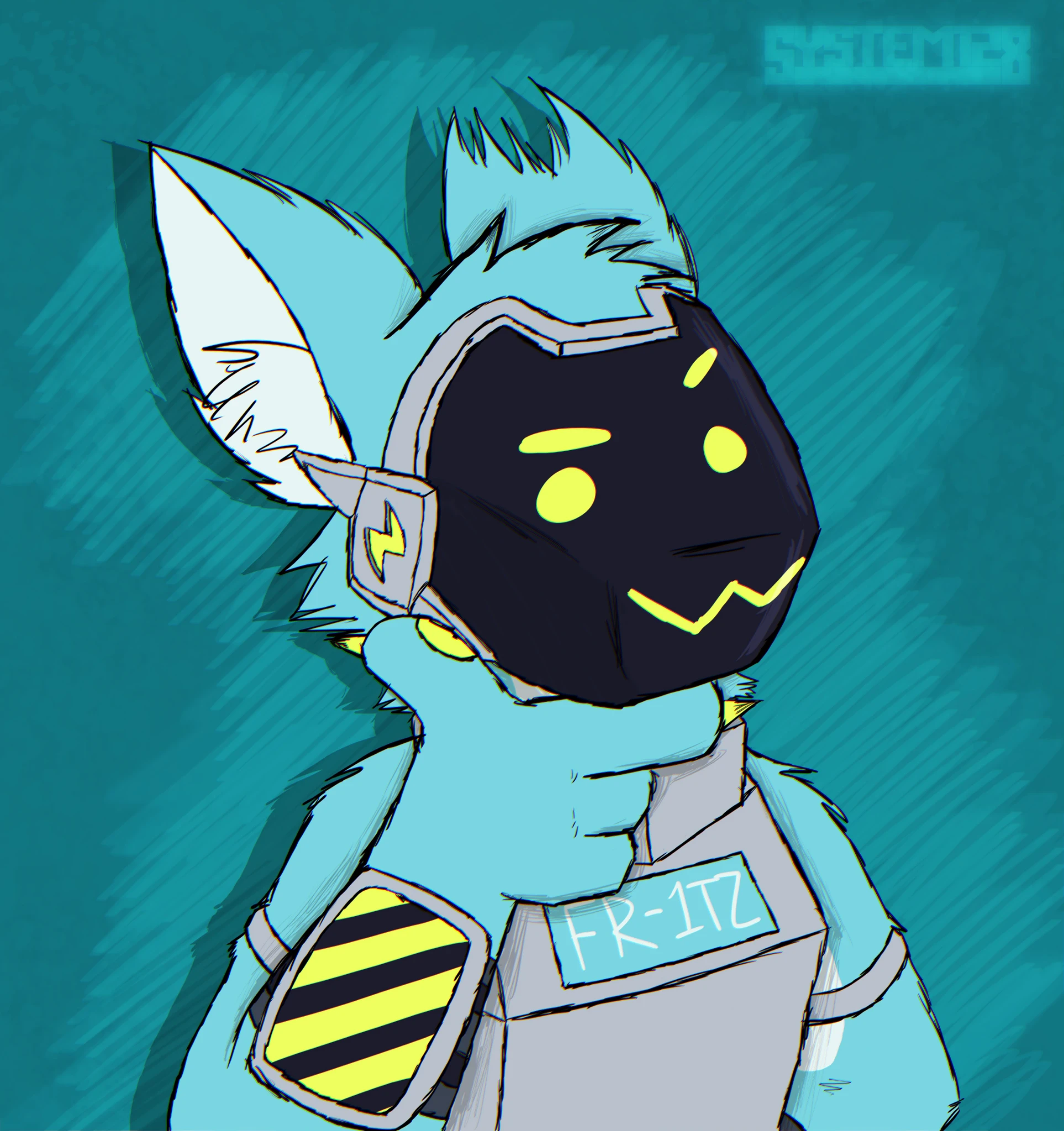 A smirking blue protogen.
